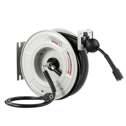 Tool Daily Retractable Pressure Washer Hose Reel 60 FT x 1/4”, Heavy Duty Power Washer Hose Reel 3600 PSI, Auto-Rewinding, Wall/Floor Mounted