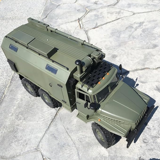 1/16 Scale RC Truck B-36 4-Channel Full-Proportional Military Remote Control Truck Car Model with Two Batteries and LED Headlights RC Gift for Army Vehilcles Lovers (Green)