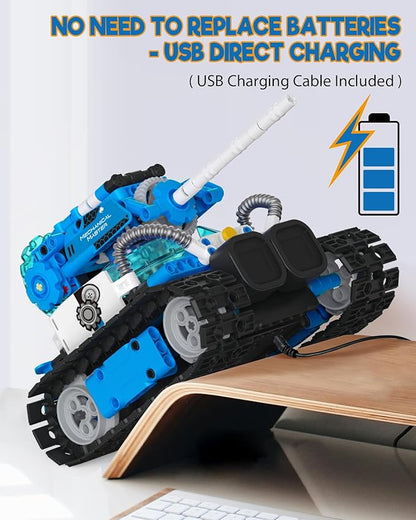 5 in 1 STEM Robot Building Toys for Boys Age 8-13 494PCS Remote &amp App-Controlled Set Educational Coding Toy Kids DIY Sound &amp Light Interactive Science Sets Gift for Boys Girls 10-12