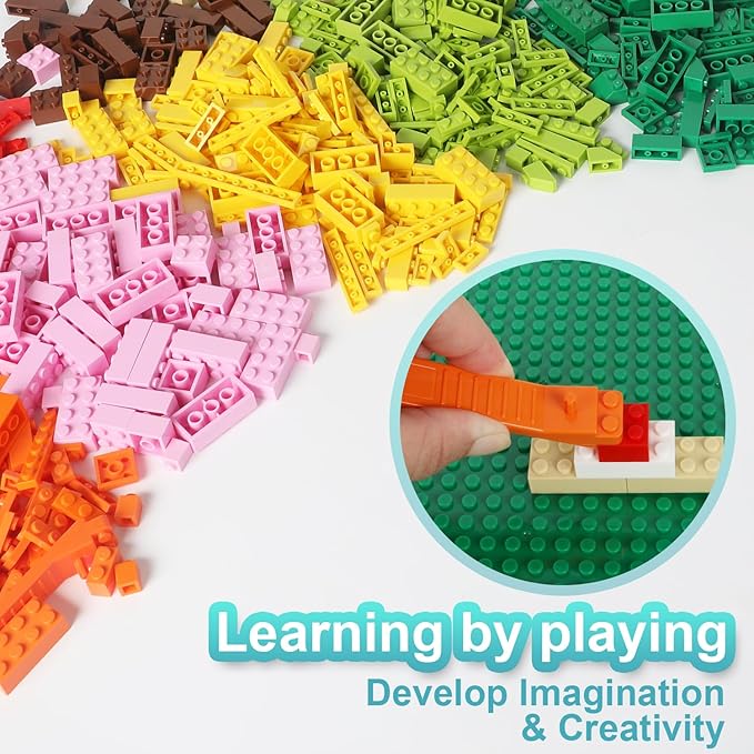 1000 PCS Building Bricks Compatible with Lego Classic - 1000 Pieces Basic Bulk Building Blocks in Random Color - Mixed Shape