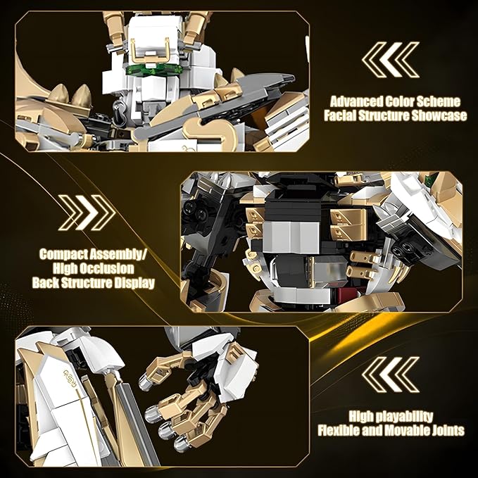 HIGH GODO Hero Mech Building Blocks Set for AdultsGolden Armor Robot Model Building Kit with Classic Swords Hard Core Chinoiserie Style Collectible Ninja Gifts for Man Teens Ages 14+ (1609 Pieces)
