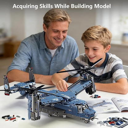 Military Helicopter Building Kit Fighter Jet V-22 Osprey Airplane Sets -1486 PCS Army Rescue Aircraft Model Toys Birthday Gifts for Adults Men Teens Boys 8-12 14+