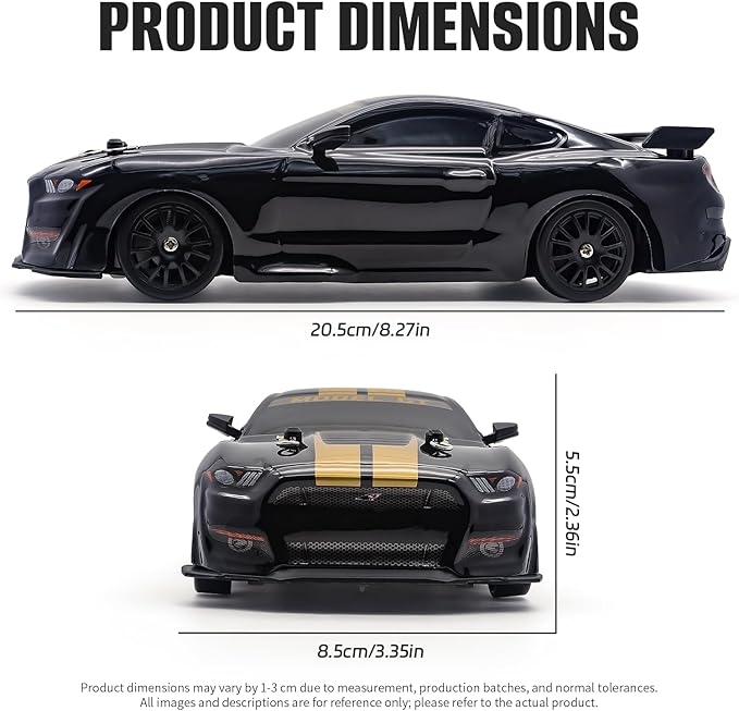 RC Drift Car 1:24 Scale Remote Control Cars Vehicle for Kids 2.4GHz 20KM/H 4WD High Speed RC Cars with LED Light Two Batteries &amp Drifting Tires Racing Sport Toy Car for Adults Boys Girls 8602BK