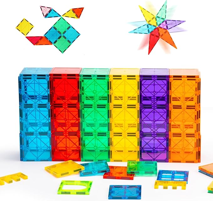 Gemmicc Magnetic Tiles Magnet Toys Building Blocks for Kids STEM Approved Educational ToysMagnet Puzzles Stacking Blocks for Boys Girls72 PCS Advanced Set