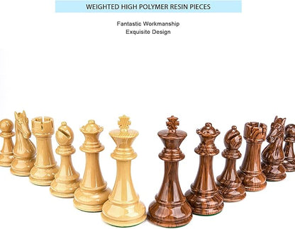 AMEROUS High Polymer Weighted Chess Pieces with 4.25'' King - 2 Extra Queens - Gift Package Standard Tournament Chessmen for Chess Board or Replacement of Missing Pieces (Chess Pieces Only)