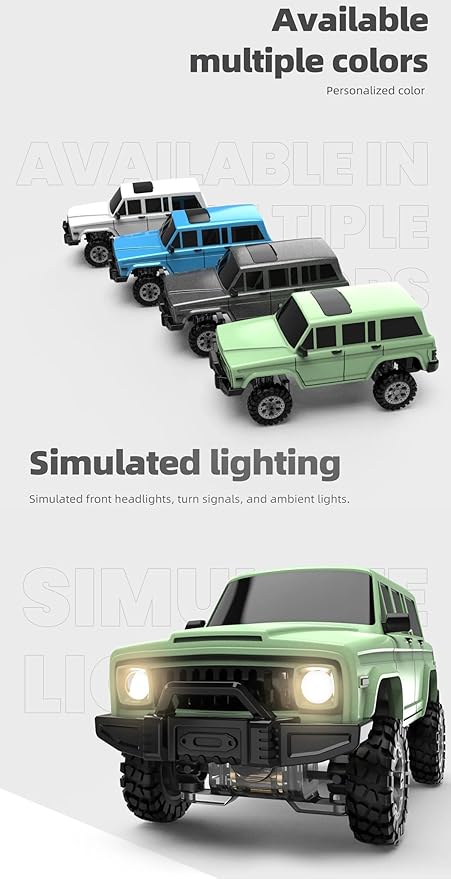 SNICLO 1:64 Mini 4WD RC Off-Road Car 2.4G Full Proportional Control Metal Driveshaft Multi-Link Chassis Independent Suspension RTR Electric Climbing Vehicle(Grey/RTR Version)