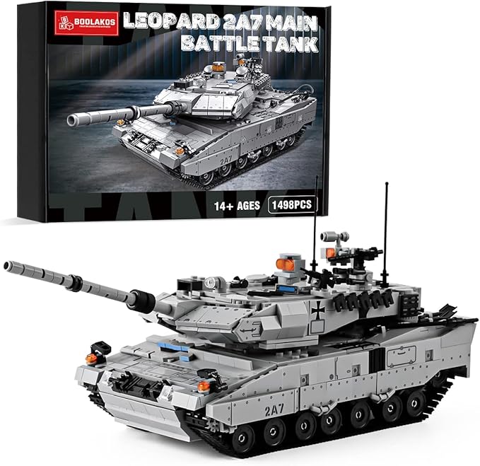 Leopard II A7 Main Battle Tank Building Block Military Tank Building Toy Set to Display Collectible WW2 Army Model for Adults (1498 Pieces)
