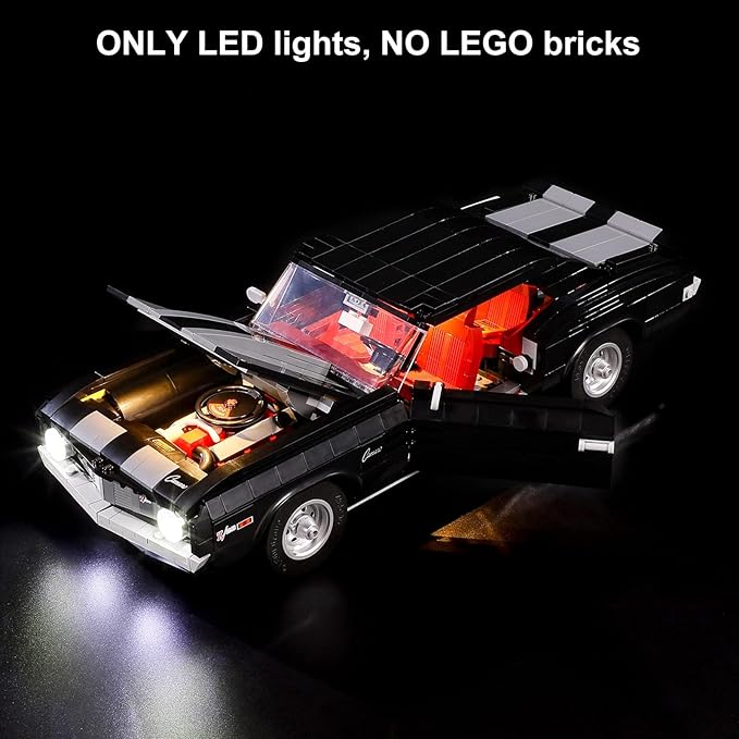Vaodest LED Light for Lego 10304 Icons Chevrolet Camaro Z28 SetDesign and Configuration Compatible with Model 10304(LED Light Only Not Building Block Kit)