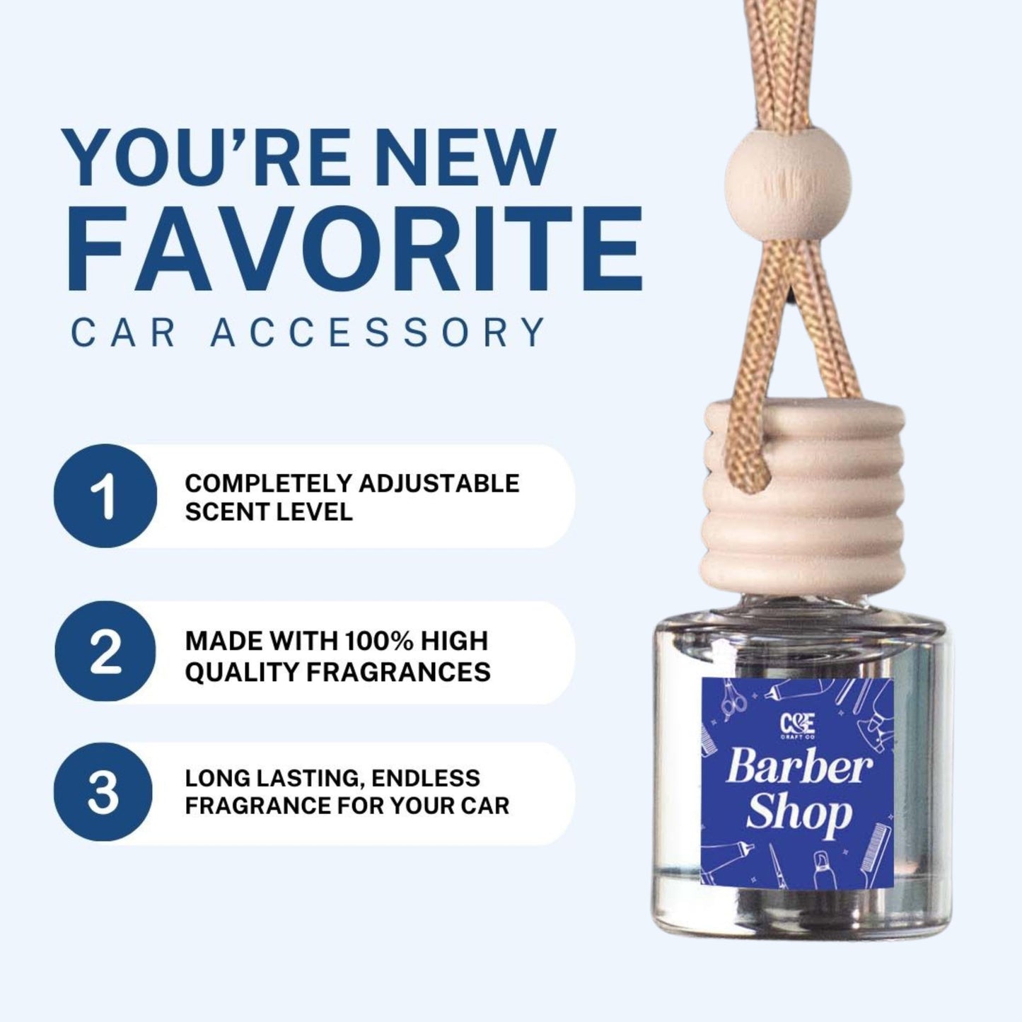 CANDECraftCo Car Air Hanging Fragrance Oil, Car Auto Freshener for Essential Oils, Scents Fragrance Aromatherapy Automobile Diffuser, Long Lasting (Fresh Linen)
