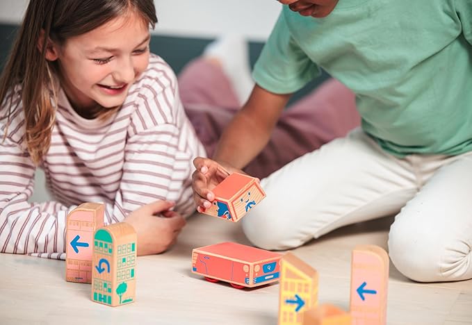 Cody Block U-Turn Expansion Set Educational Wooden Building Blocks and Car STEM Toys for Preschool Kids Ages 3+