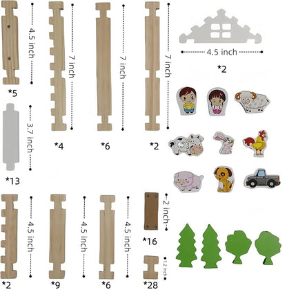 105Pcs Wooden Building Blocks Construction Set for Kids Ages 3-8Preschool Learning Toys for Toddlers Boys &amp Girls Birthday Gift Educational STEM Toy