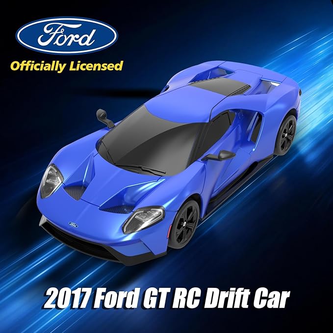 YONCHER RC Drift Car Remote Control Car for Kids Ford GT Officially Licensed 1:24 20KM/H 4WD with Lights Fast Racing Toy Car for Boys Girls Blue