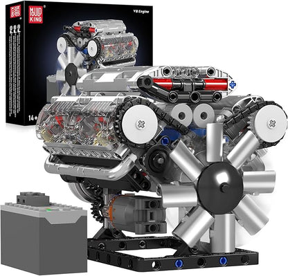 Mould King 10088 V8 Engine Model Building Kit That Runs Build Your Own Mini Engine That Works STEM Toy Gift for Adults 14+ Teens DIY Mechanic Engineering Construction for Display (535 PCS)