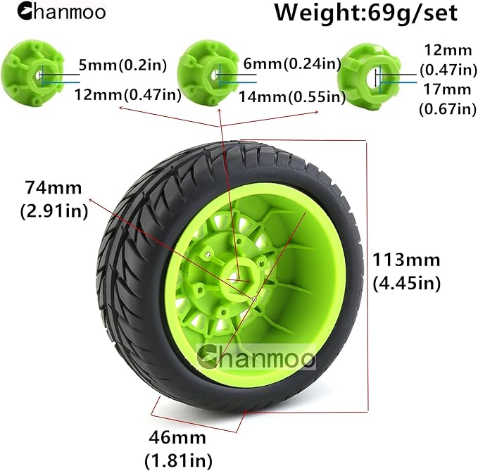 1/10 RC Short Course Truck Tires And Wheels With 12mm 14mm 17mm Hex 113mm 1/8 Rubber Tyres For 1/8 or 1/10 Scale On Road Car HSP Sonic 94102 GT PTG-2 Tamiya TT02 RC Racing Car 4PCS (Orange B)
