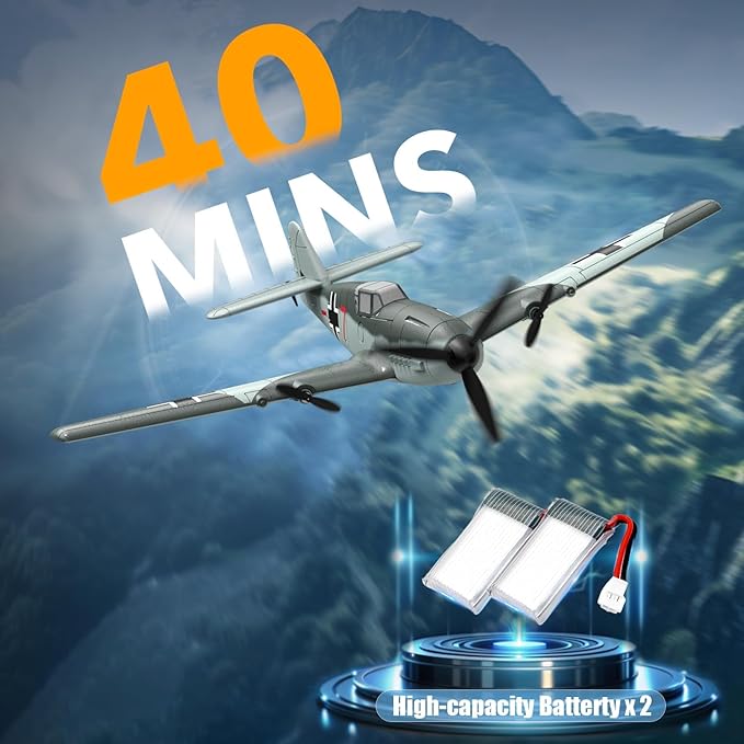 volantexrc RC Plane 3 Channel Remote Control Airplane Fighter Toys 2.4GHz 6-axis Gyro Stabilizer RTF Glider Aircraft Plane Easy to Fly for Adults Beginners (BF109)
