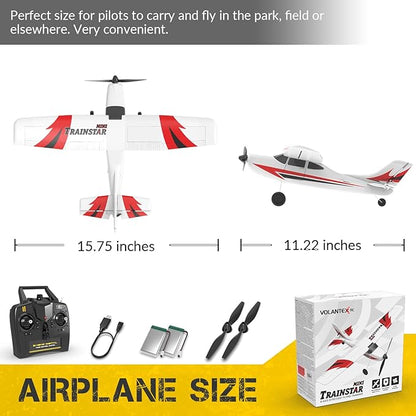 volantexrc RC Plane Trainer 3CH Remote Control Airplane with Prop Saver 6-Axis Gyro Stabilizer &amp 3 Modes to Fly Hobby Radio Controlled Aircraft RTF for Beginners &amp Adults (400mmRed)