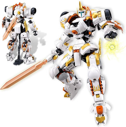 HIGH GODO Warrior Mech Robot Building Set Long Swords Shields Samurai Mech Model Kit Creative City Justice Hero Ninja Gifts for Adults Teens 14+ (695PCS)