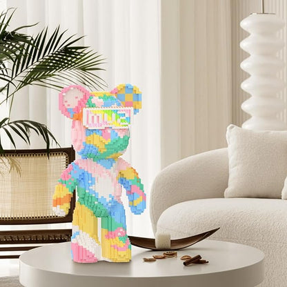 Bear Building Blocks with Organizer Bins (4500PCS) Fluorescent Bricks &amp Stroage Drawer Gift for Adults &amp Kids Ideal for Home &amp Office Decor QR Code User Manual 8886
