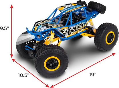 NKOK Mean Machines 1:10 2.4GHz RC 4x4 Xtreme RC Goliath Off-Road Truck RTR Designed for Rough Terrain Climbing Pistol Grip Full Function Controller Powerful Motor Action Camera Mount