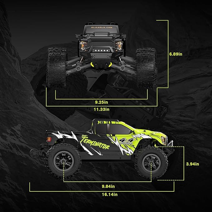 RIAARIO 1/10 Brushless RC Cars Monster Truck 50+ MPH 4WD Waterproof Carbon Fiber Black Ages 8+