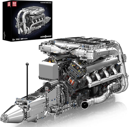 Mould King V8 Twin Turbo Engine Model Kit that Works - 2899+ PCS Build Your Own Visible Model Engine Kit for Adults with Motor and Battery Building Blocks for Adults DIY STEM Construction Toys