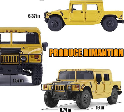 FMS 1/12 HMMWV H1 RC Crawler 2/4WD Switch Off-Road RC Model Car Remote Control Cars with 2 Speed Transmission 20pcs LED Lights for Adults RS (Yellow)