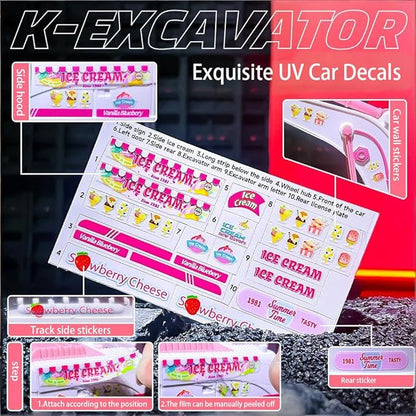 Pink RC Excavator 6 Channel 2.4Ghz RC Construction Vehicle1:24 Scale Pink Excavator Toy with 360° Rotation Light Sound and DIY Stickers Birthday Gift for Teens Adults (1 Battery)