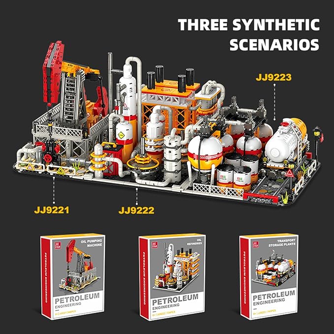 City Gas Station Building JJ9221 Set 666pcs Modular Chemical Plant Bricks Kit with Storage Tank &amp Lab Compatible with Lego City MOC Display Model for Adults &amp Kids Age 6+