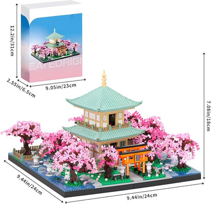 Cherry Blossom Micro Mini Building Block Sets Toy for AdultsJapanese Bonsai Tree House Architecture Gifts for Kids 14+（3809 Pieces）