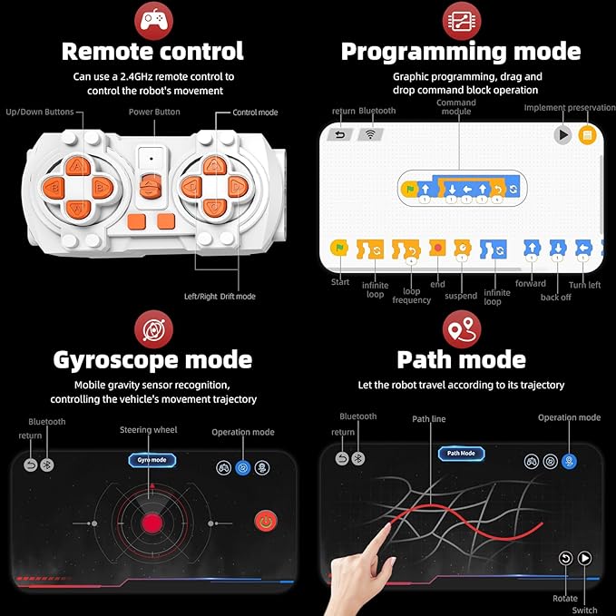 3-in-1 Programmable Robotics Kit with Remote and App Control - STEM Educational Building Toy for Kids Ages 8-12 Ideal Birthday for Boys (856PCS)