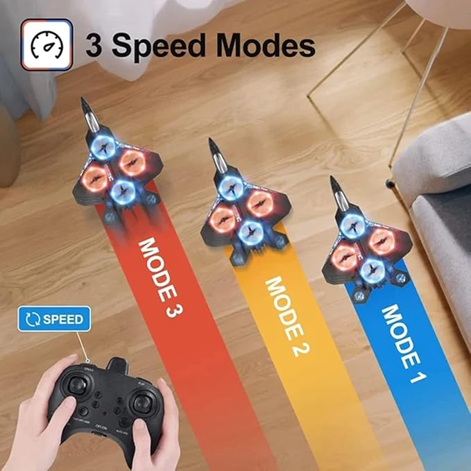 V17 Remote Control Airplane Foam RC Planes for Kids Adults 8-16 RC Fighter Jet Airplane with Light 2 Batteries 360° Flip Fighter Jet Toy Stunt Roll Gifts for Adult Boys (Grey with 2Batteries)