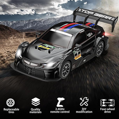 RC Drift Car 1:16 Scale Remote Control Car 2.4GHz 4WD 40KM/H High Speed RC Racing Car with Headlight Drifting Tires and Racing Tires for Adults Kids