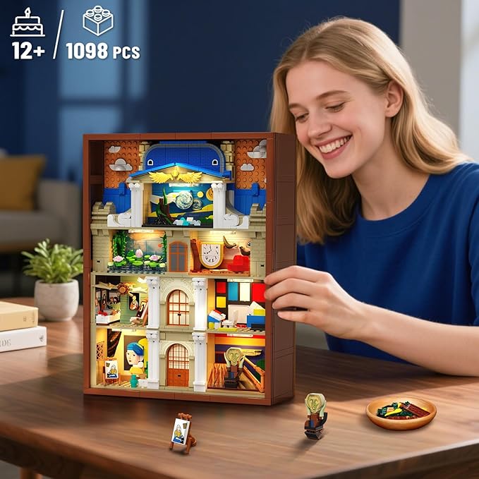 Artworks Painting Frame Building Set with Lights Artistic Painting Building Brick for Home Office Decor Collectible Art Building Block Kit for Adults Boys Girls Ages 12+ (Not Wall-Mountable)