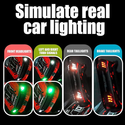 RC Drift Car 1/14 Scale RC Race Car with Spray Cool LED Lights 2.4G 4WD High Speed 35KM/H Drifting Cars Proportional Throttle with 2 Batteries RTR Gifts for Teen Adults