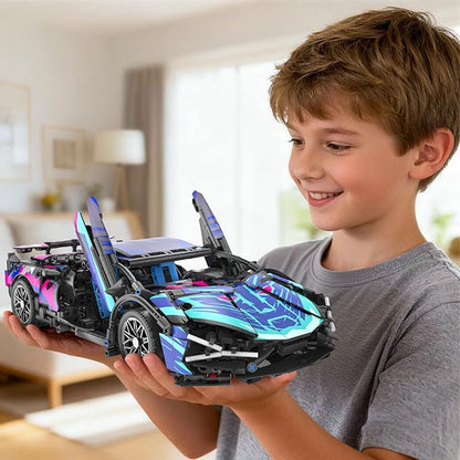PIKARO Sports Race Car Building Set for Boys &amp Adults 1:14 MOC Car Model Building Kits with LED Lights Supercar Toys Birthday Gifts for Kids Teens Age 8-14 12-16 (1186 PCS)