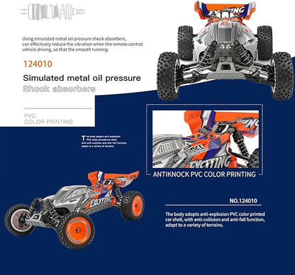 GoolRC WLtoys 124010 RC Cars for Adults 1:12 Scale Remote Control Car 4WD 55KM/H High Speed RC Racing Car 2.4GHz All Terrains Off Road RC Buggy Trucks with 2 Batteries (Black)