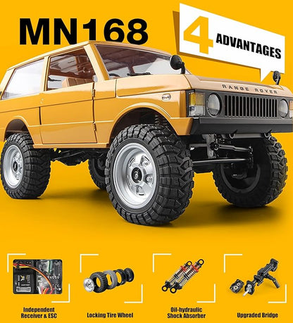 MN-168 1/12 RC Crawler Ranger Rover 1970 RC Truck 4x4 Off Road Car 2.4GHz RC Rock Climber Vehicles with 7.4V 1200mAh Battery RTR for Adults (Blue)