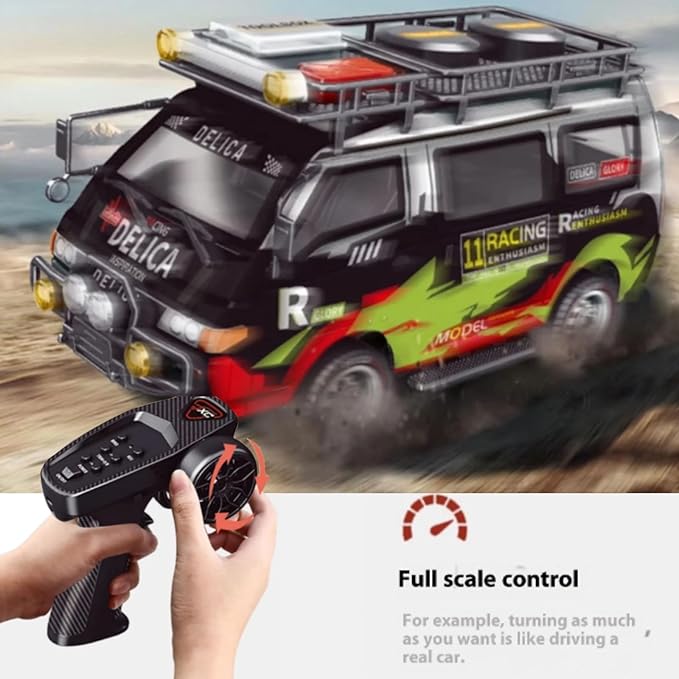 Delica RC Car1/24 Scale Station Wagon 2.4Ghz Remote Control Truck 2WD/4WD RC CrawlerEquipped with Cool LED LightsOff Road Vehicle Model Suitable For Adults (2WD-Blue)