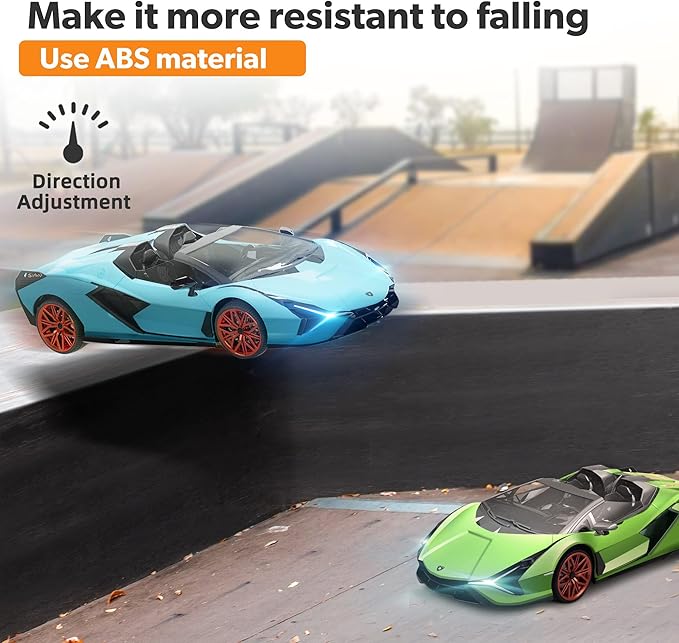 MIEBELY Lamborghini Remote Control Car 1:12 Scale Lambo Toy Car 2 X 7.4V 900mAh Officially Licensed 12Km/h Fast Rc Cars with Led Light 2.4Ghz Model Car for Adult Boys Girls Birthday Ideas Gift - Blue