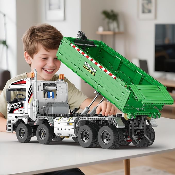 Reobrix 4 in 1 City Construction Building Toys RC Truck Vehicles Set Toys for Adults and Boys APP &amp Remote Control Transport Truck Building Toys DIY Educational Gift for Boys 14+ (2852 PCS)