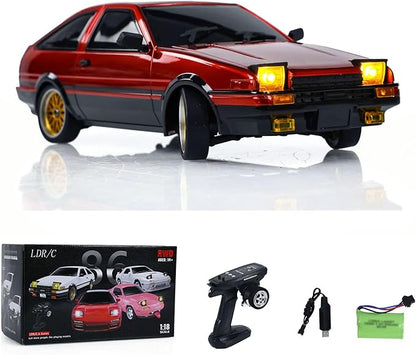 US in Stock 1/18 RC Drift Racing Car Rwd LDRC LD1801 Wireless Control Vehicle Gyroscope Light System Motor Servo ESC Hobby Model for Ages 14+(Red with Gyro)