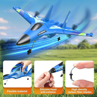 4DRC Foam RC Plane for Kids Adults Remote Control Airplane RC Jet Helicopter Drone Plane for Kids Adults Beginner Easy to Fly RC Fighter Remote Control Aircraft with Automatic Balance Gyro