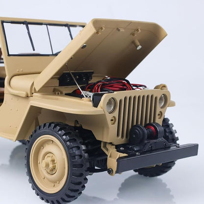 US in Stock Hg 1/14 4X4 Electric Military Truck Hg4 58 Convertible Off Road Semi Truck RC Climbing Vehicle 4WD 2Speed Light Sound Motor Hobby Grade Model for Birthday Gift(Yellow)