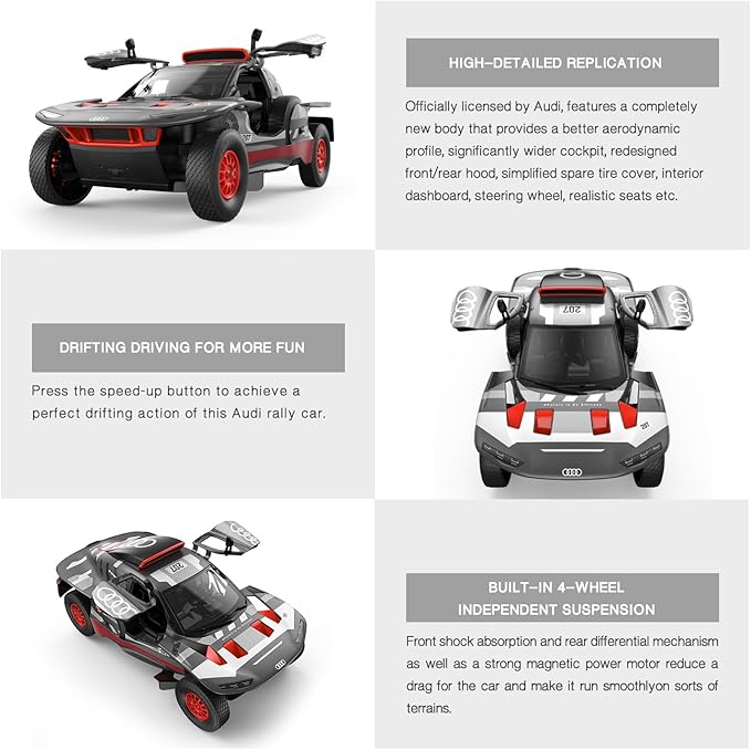 RASTAR Remote Control Car 1/14 Audi RS Q e-Tron E2 Rally Off-Road RC Sports Race Car Audi Toy Vehicle for Kids