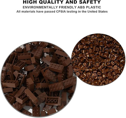 500 Piece Brown Bricks Bulk Brown 2x4 Building Bricks Flat Compatible with Lego Parts and Pieces: 2x4 Brown Bricks(Color: Brown)