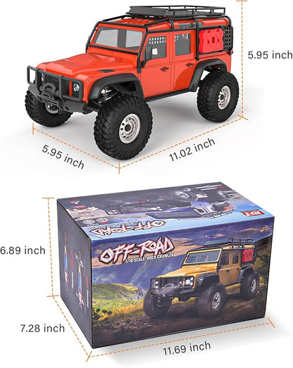 Cheerwing 1:18 Rock Crawler 2.4Ghz Car 4WD Off Road RC Monster Truck with Two-Speed Gearbox Hobby RC Car for Adults (Red)