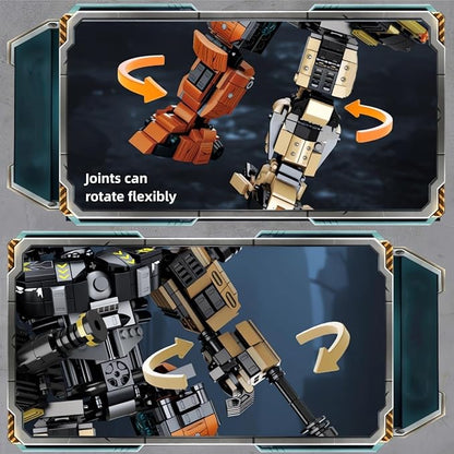 5 in 1 DIY Assembling Warrior Mech Model Building Blocks Set1881 Pieces Bricks Collectible Gun Military Weapon Toy Set Gift for Adults Teens 14+ or Firearm/Mech Fans