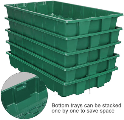 MIXC Seedling Trays Seed Starter Tray, 5-Pack Mini Propagator Plant Greenhouse Grow Kit with Humidity Vented Domes and Base for Seeds' Starting (40 Cells Per Tray, Total 200 Cells), Green