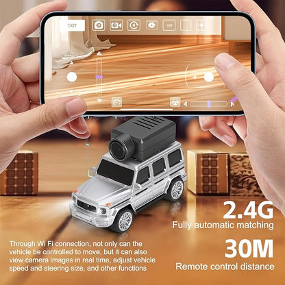 WLtoys Mini RC Car 1:64 Scale FPV RC Drift Car with 720P HD Camera 2.4GHz WiFi App Control with Gyro Mini Racing Toys for Teens and Adults (Sliver)