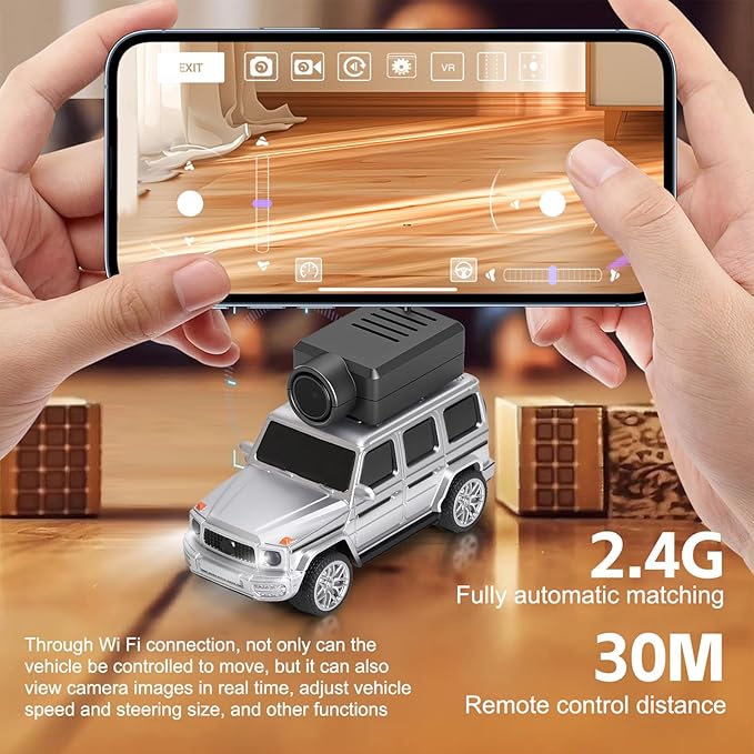 WLtoys Mini RC Car 1:64 Scale FPV RC Drift Car with 720P HD Camera WiFi App Control with Gyro First Person Perspective Mini Racing Toys for Teens and Adults(Sliver)